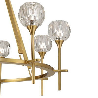 Soft Gold 32" Ring Chandelier with Clear Crystal Glass Shades