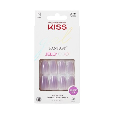 Kiss Products Gel Fantasy Jelly Color Sculpted Long Square Translucent ...