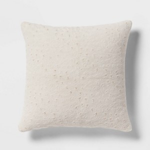 18"x18" Luxe Leopard Jacquard Square Decorative Pillow Ivory - Threshold™: Cotton Fabric, Indoor Use, Polyester Filled - 1 of 4