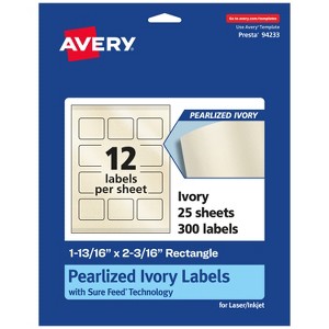 Avery Pearlized Ivory Rectangle Labels with Sure Feed Technology, Print-to-the-Edge, 1-13/16" x 2-3/16" - 1 of 4