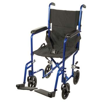 Drive Medical Lightweight Transport Wheelchair, 17" Seat, Blue