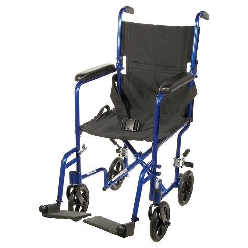 Drive Medical Lightweight Transport Wheelchair, 17" Seat, Blue - image 1 of 4