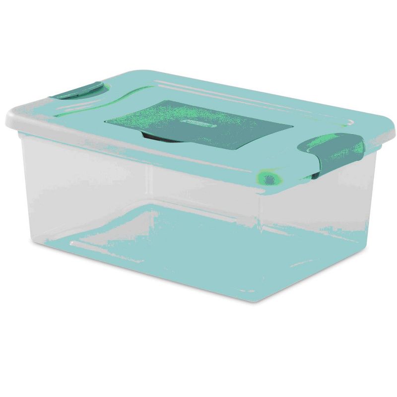 Sterilite 15 Quart Fresh Scent Stackable Storage Box Container (10 Pack), Aqua, 3 of 7