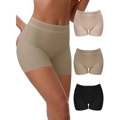 INSPIRE CHIC Women's High Waist Lace Trim Tummy Control Butt Lifter Thigh Slimmers 3 Pcs