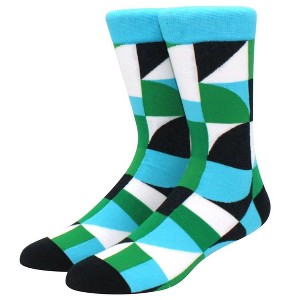 Green Abstract Geometric Pattern  Socks from the Sock Panda (Men's Sizes, Adult Large) - 1 of 3
