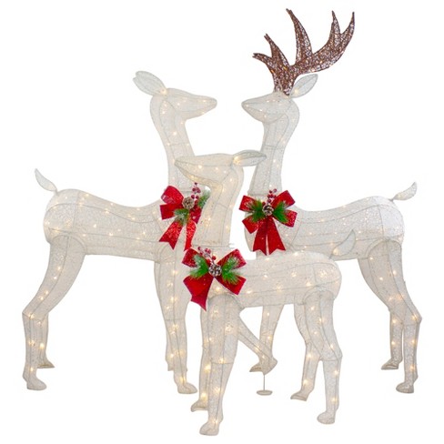 Northlight Set Of 3 Led Lighted Glittered Reindeer Family Outdoor ...