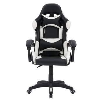 Blackarc High Back Reclining Gaming Chair In Black & White Faux Leather  -height Adjustable Arms - Headrest & Lumbar Support Pillows : Target