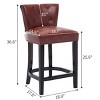 Sapphtopaz 2PCS Retro Bar Stools with Leather Upholstered Wooden Counter Height Bar Stools with Curved Button Backrest for Kitchen Island - 2 of 4