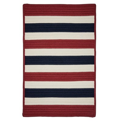 Colonial Mills Portico Braided Rug, Patriotic Stripe 6' square, Square Shape