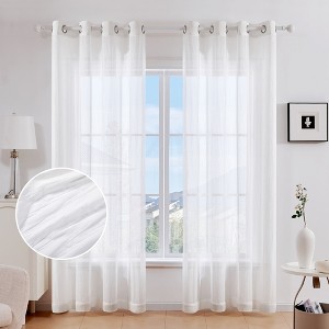 Deconovo 2 Panels Textured Sheer Curtains with 8 Grommets for Living Room or Bedroom - 1 of 4