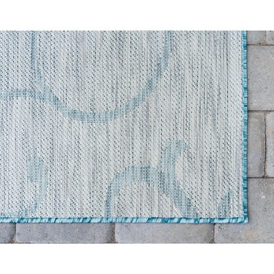 Light Aqua and Ivory Rectangular Outdoor Area Rug