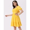 Allegra K Women's Smocked Summer Casual Bow Tie Back Ruffle A-Line Dress - 4 of 4