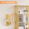 Gold Bookshelf Modern Bookcase with Drawers Storage Rack Shelf Tall Standing Bookshelves Metal Frame Large Display Racks Unique Book Shelf - 4 of 4