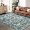 Area Rugs, Washable Floral Rugs, Soft Texture Floral Rug - Non Slip Washable Low Pile Carpet for Bedroom, Living Room, Office, Kids Room - 2 of 4