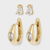 14K Gold Dipped Cubic Zirconia Gem Huggie Hoop and Stud Earring Set 2pc - A New Day™ Gold - 2 of 3