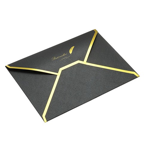 Unique Bargains Envelopes V Flap Luxury Style for Invitation Wedding  Birthday 10 Pcs Black