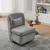 KWPZQEB 360 Degree Swivel Accent Chair, Chenille Upholstered Chair with Pillow, Modern Reading Armless Chair, Square Chair Sofa for Living Room - 4 of 4