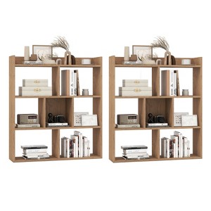 Costway 1/2 PCS 7-cube Bookcase Open Storage Shelf with Anti-tipping Kits for Living Room White/Black/Natural - 1 of 4
