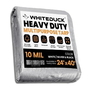 WHITE DUCK 6 oz Poly Tarpaulin Heavy-Duty Waterproof All-Weather Tarp for Construction, Farm, Commercial or Outdoor Use with Brass Eyelets - 1 of 4