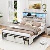 CIPACHO Brown Farmhouse Full Size Bed Frame with Storage Headboard Charging Station - 2 of 4