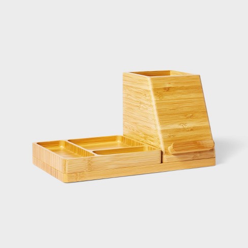 Bamboo pen holder with charger