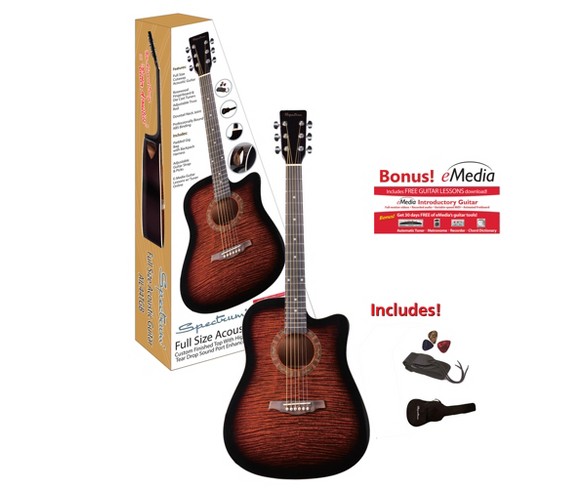 Spectrum Music Full Size Acoustic Cutaway Guitar with Bonus Gig Bag