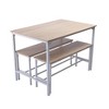 FurnitureR Dining Table Set, 3 Piece Dining Set with Storage Shelves, Metal Frame & MDF Board, Dinette for Kitchen, Dining Room, Restaurant, Oak - 3 of 4