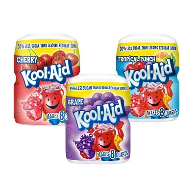 Kool-Aid Sugar Sweetened Powdered Drink Mix, 19 oz. (Cherry, Tropical Punch and Grape) Pack of 3