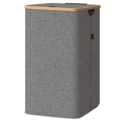 26 Gallon Laundry Hamper Tall Laundry Bin - HOMLUX™: Lid & Bamboo Pull Handles