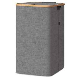 26 Gallon Laundry Hamper Tall Laundry Bin - HOMLUX™: Lid & Bamboo Pull Handles - 1 of 4