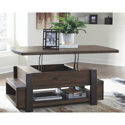 Modern Vailbry 48" Black/Brown Lift-Top Rectangular Cocktail Table
