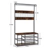 Whizmax 72''Tall Coat Rack Shoe Bench --Industrial Hall Tree Storage Bench with Storage Shelf Hanging Bar, Rustic Brown - 2 of 4