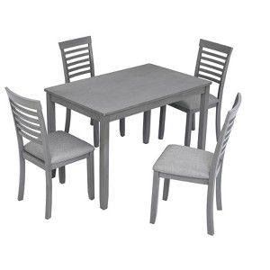 NicBex 5 Piece Dining Table Set,Rectangular Wooden Dining Table with 4 Upholstered Chairs for Kitchen/Apartment,Gray - 1 of 4