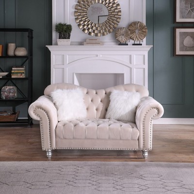 Velvet Loveseat Classic America Chesterfield Tufted Camel Back Couch - Morden Fort