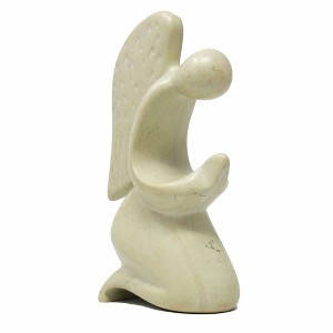 Slickblue Modern Hand-Carved Soapstone Angel – 5” Tall, in Red or Natural Stone, Unique Art Piece - 1 of 4