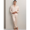 INSPIRE CHIC Men's Satin Long Sleeve Striped Button Down Casual 2 Pieces Pajamas Set - 2 of 4