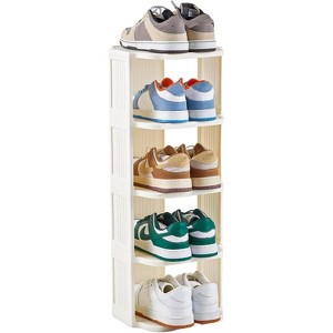 Space-Saving Shoe Rack for Small Spaces - Vertical Plastic Organizer Fits in Narrow Entryways & Closets, Free-Standing Design - 1 of 4