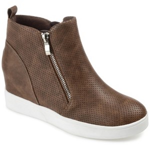 Journee Collection Womens Pennelope Round Toe Double Zip Wedge Sneakers - 1 of 4