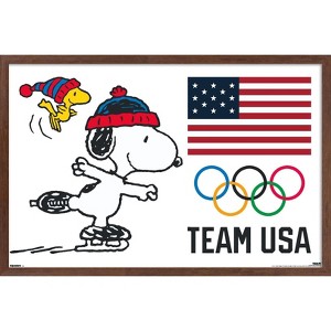 Trends International Team USA x Peanuts – Snoopy Olympic Figure Skating Framed Wall Poster Prints - 1 of 4