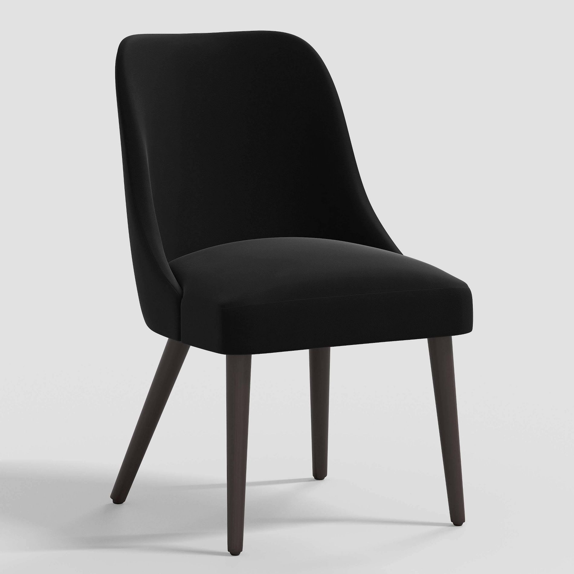 Geller Modern Dining Chair in Velvet Black - Threshold™: Espresso Wooden Legs, Upholstered Seat