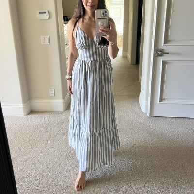 blue and gray striped dress Royal Blue Unique Neck Long Sleeve Mermaid Sequin Prom Dress