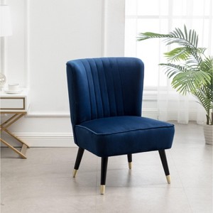 Roundhill Furniture Elon Contemporary Velvet Upholstered Accent Chair, Blue - 1 of 4