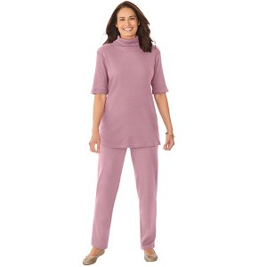 Woman Within Ribbed Short Sleeve Turtleneck - 1 of 3