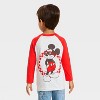 Toddler Boys' Long Sleeve Disney Mickey Mouse Valentines Raglan T-Shirt - Red - 3 of 4