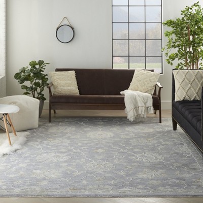 Charcoal Elegance 8' x 10' Hand-Knotted Synthetic Area Rug