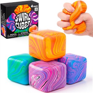 Joyfy 4Pcs Pastel Colored Stress Relief Cube,Soft Squeeze Toys