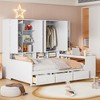 Twin/Full Size Wooden Daybed with All-in-One Desk, Shelves & 3 Drawers, Space-Saving Furniture with 400lb Capacity, White/Gray - ModernLuxe - 2 of 4