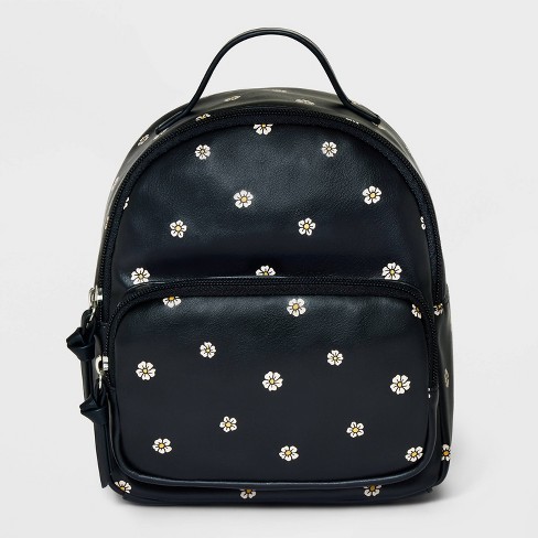 Girls' 8.5 Mini Backpack With Flower Print - Art Class™ Black : Target