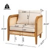 1pc Outdoor Patio Arm Chair, Acacia Wood & Wicker Frame with Cushions, Weather-Resistant Garden Seating for Porch or Deck - Coolbibila - 4 of 4