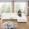 Elegant White Chenille  Sofa with Storage Seat and Ottoman, L-Shaped 3-Seater Cylindrical Backrest and Armrests - 4 of 4